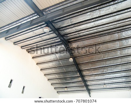 Steel roof in a warehouse.