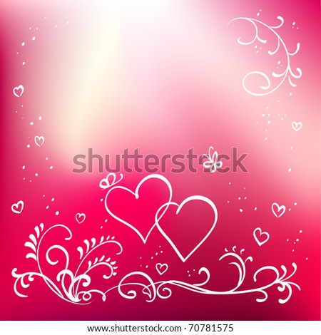 Abstract painted floral background, valentine's day elements for design