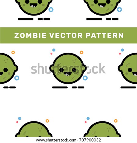 Seamless cute zombie vector pattern