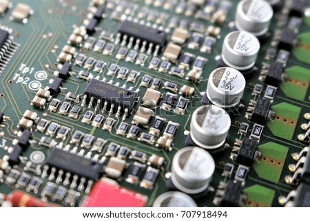 An Image of various components on an electronic board