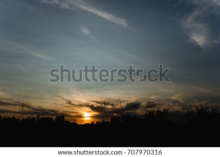 Most beautiful colorful sunset or sunrise sky with dramatic clouds