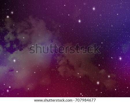 Colorful  night sky with cloud and stars, abstract science background