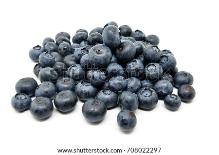 Tasty blueberries isolated on white background. Blueberries are antioxidant organic superfood.