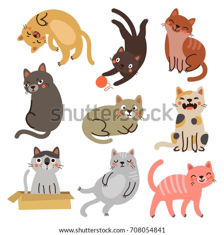 Vector cats. Set characters. Cute cat
