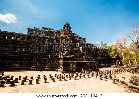 Architecture of old buddhist Baphuon in Angkor Thom Archeological park temple. Monument of Cambodia - Siem Reap
