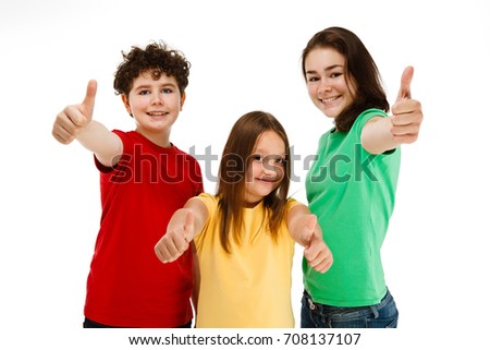 Kids showing OK sign isolated on white background 