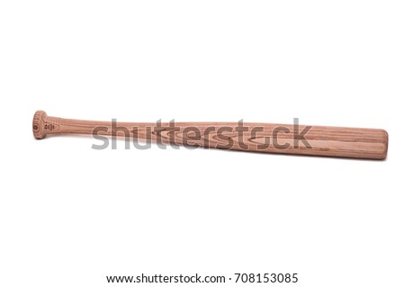 The baseball bat made of plywood on white background
