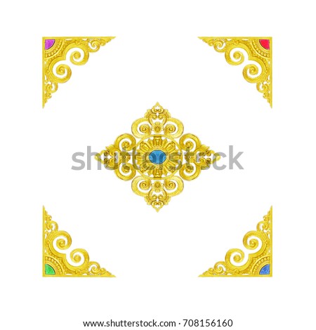 Pattern of wood frame carved flower on white background