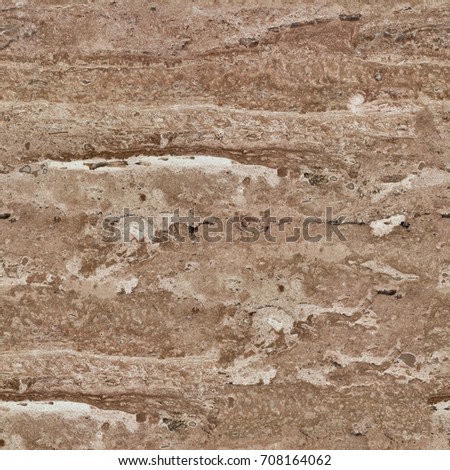 Natural travertine stone texture. Seamless square background, tile ready. High resolution photo.