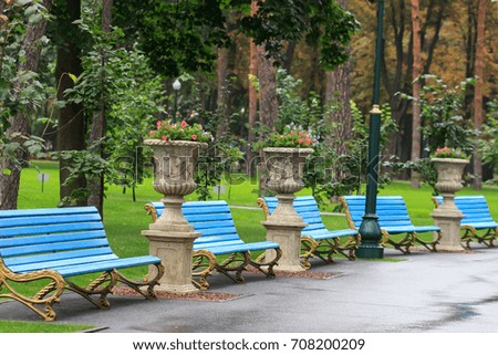 Park benches for relaxation