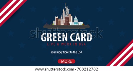 Green Card Lottery banner. Immigration and Visa to the USA