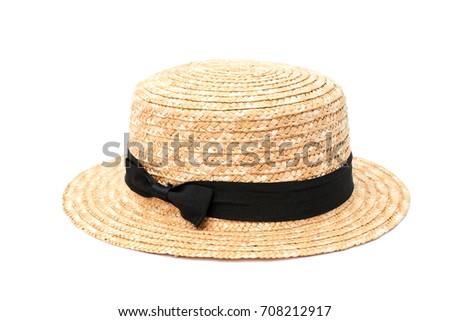 Boater straw hat isolated on white background Royalty-Free Stock Photo #708212917