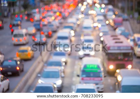 blurred traffic  jam  on  street in bangkok , Thailand