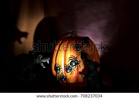 Scary Rats and Spider Halloween Pumpkin Silhouette (my ornaments)