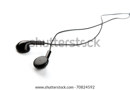 black ear buds isolated on white background