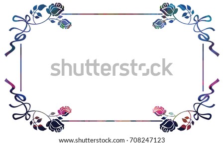 Mosaic frame with stylized roses silhouettes. Vector clip art.