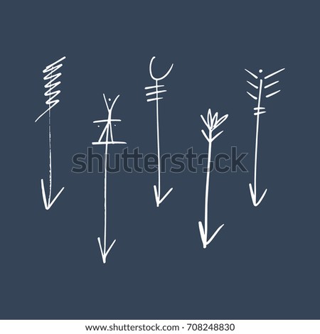 Vector illustration, hand drawn arrows. Picture, label, poster, postcard, print for clothes and other, element for design.