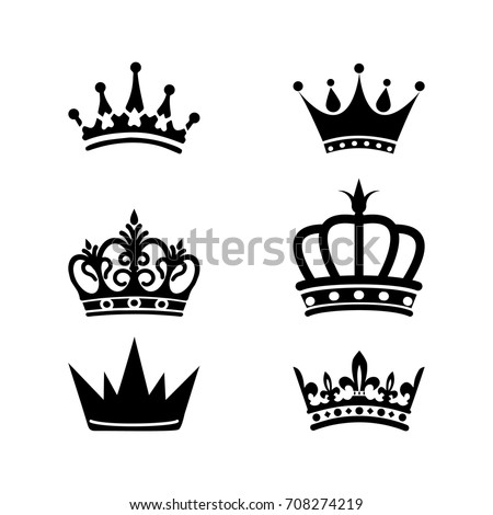 Collection of crowns. Isolated objects. Vector illustration
