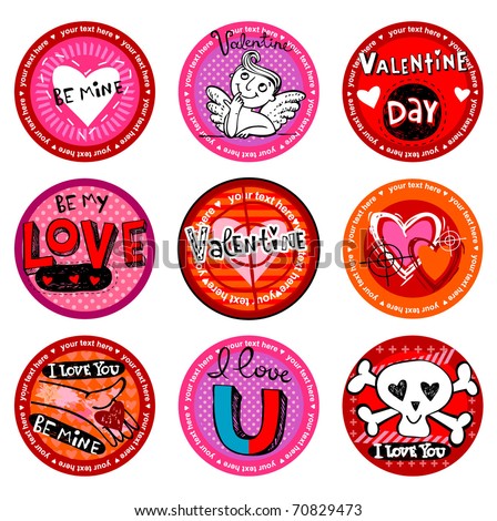 Vector  Valentine's  badges or drink coasters.