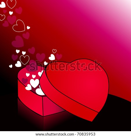 Beautiful heartshaped box on glowing romantic Valentine's Day background
