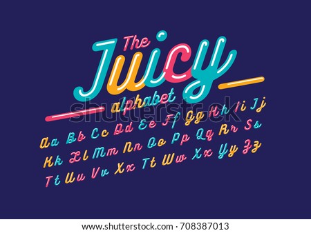 Vector of stylized juicy font and alphabet Royalty-Free Stock Photo #708387013