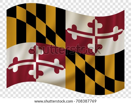 Waving Flag of Maryland is a state of USA. Vector illustration