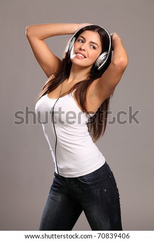 Pretty girl dancing to music