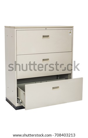 file cabinet:office furniture On White Background