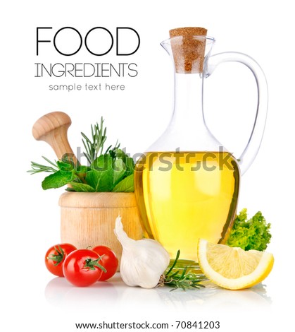 set of ingredients and spice for food cooking isolated on white background Royalty-Free Stock Photo #70841203