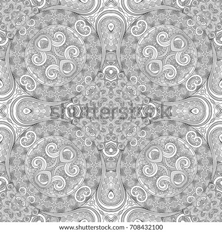 Vector abstract ethnic hand drawn line art seamless pattern
