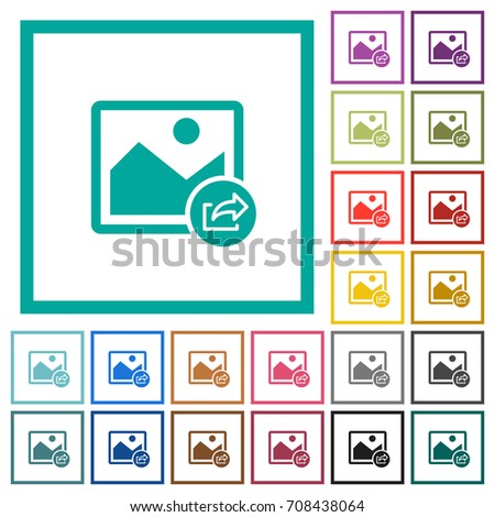 Export image flat color icons with quadrant frames on white background