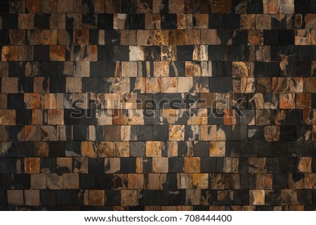 Puzzle stone wall background and texture, Surrounding black stone wall for background