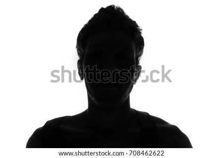 Hidden face in the shadow.male person silhouette Royalty-Free Stock Photo #708462622