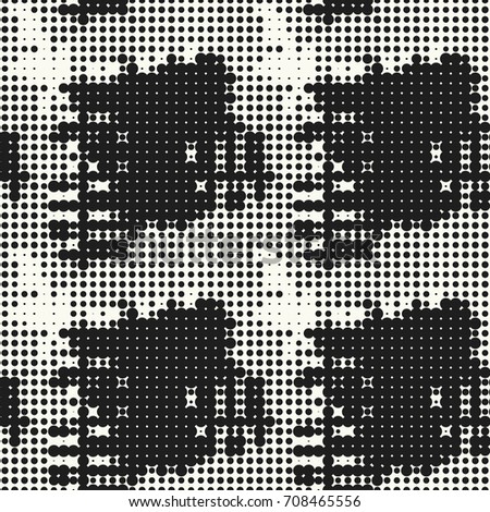Seamless pattern halftone design. Modern textile print with dots. Vector fashion background. Grunge dirty circles