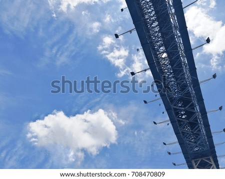 Large billboard frame outdoors in the blue sky.