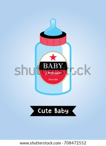 cute baby beer milk bottle greeting card vector