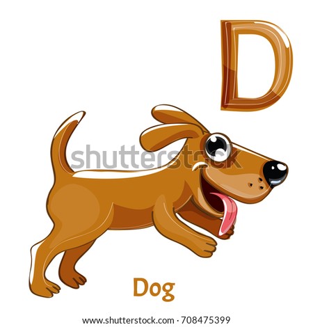 Vector alphabet letter D. Dog