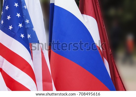 Usa flag and Russia flag background