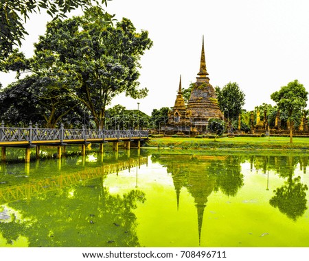 beautiful sukhothai historical park, thailand.