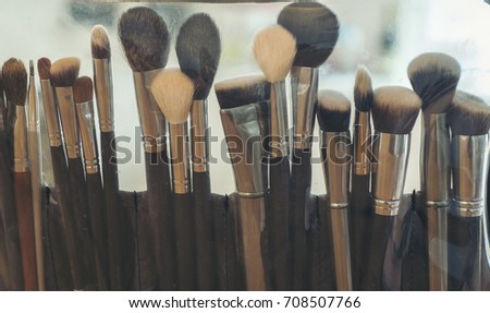 Professional Makeup Concealer Powder Blush Eye Shadow Brow Brushes in a plastic bag