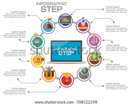Business Infographic Template. Data Visualization. Can be used for workflow layout, number of options, steps, diagram, graph, presentation, chart and web design. Vector illustration.