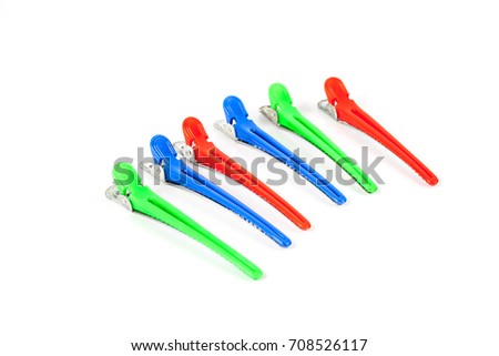Colorful hair clip on white background