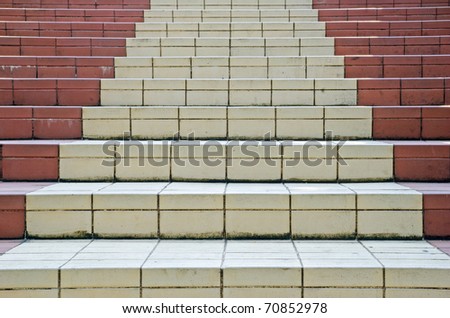 Lean red and white pattern of concrete stairs.