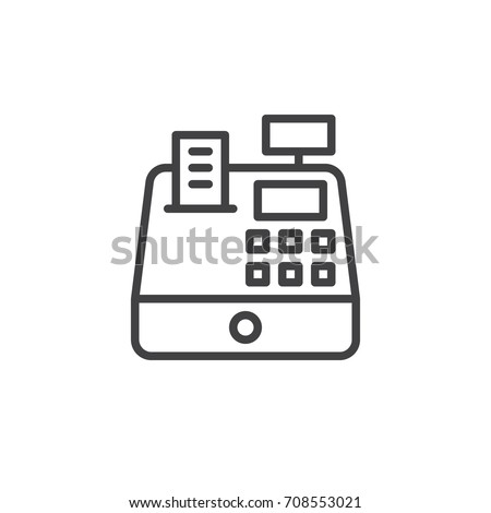 Cash register line icon, outline vector sign, linear style pictogram isolated on white. Symbol, logo illustration. Editable stroke. Pixel perfect vector graphics