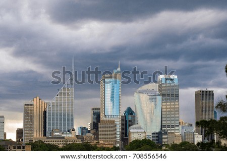 Modern cityscape view with clouds on the background. Sydney, Australia