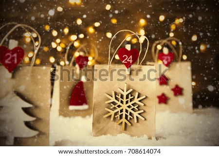 Christmas Shopping Bag, Snowflakes, Instagram Filter, Tree