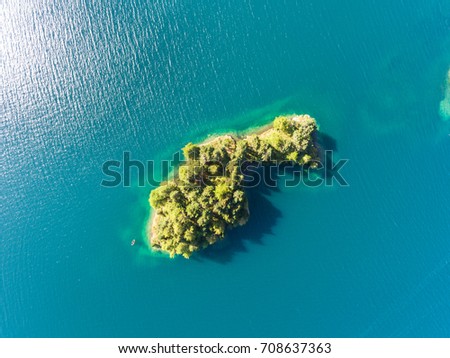 Isolated island, aerial photo