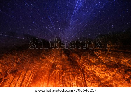 abstract sky with stars - zooming in sky - moving planet