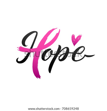 Breast Cancer Awareness Calligraphy Poster Vector  Design. Stroke Pink Ribbon. October is Cancer Awareness Month
