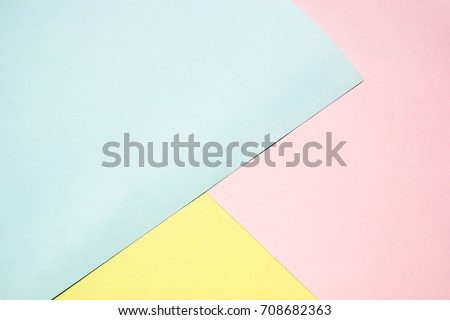 Paper blue soft pink and yellow colorful texture background, creative plain concept slight, can use pastel drawing or text. and weight light, elements geometric, Is a beautiful craft
